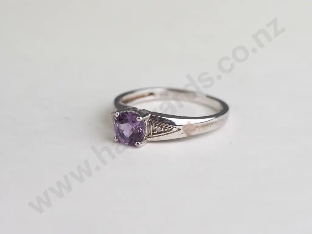 silver amethyst ring stamped 925 Image 1++