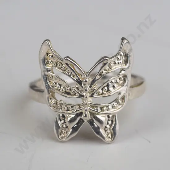 silver butterfly ring stamped 925
