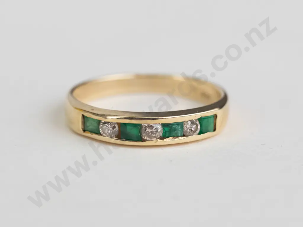emerald & diamond ring stamped 14k/585 Image 1++