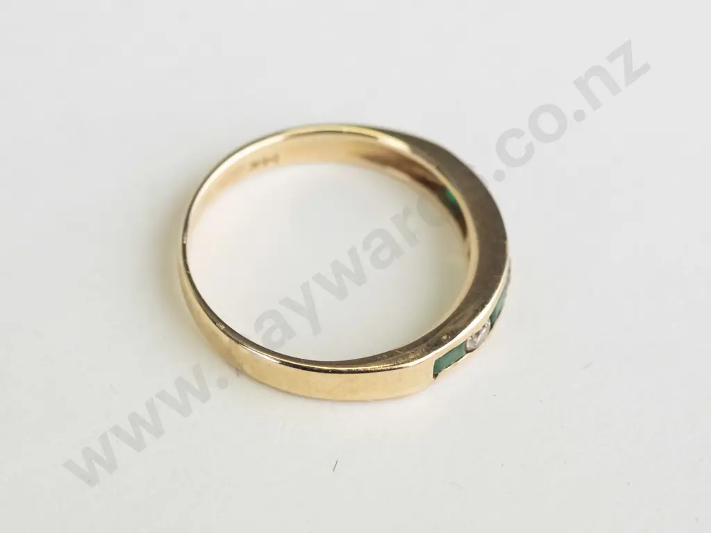 emerald & diamond ring stamped 14k/585 Image 1++