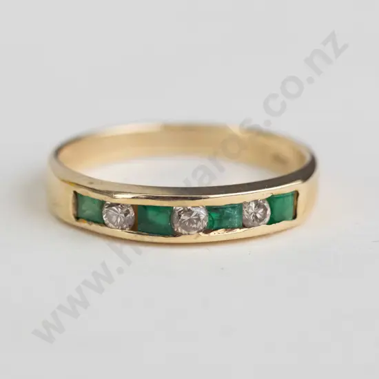 emerald & diamond ring stamped 14k/585