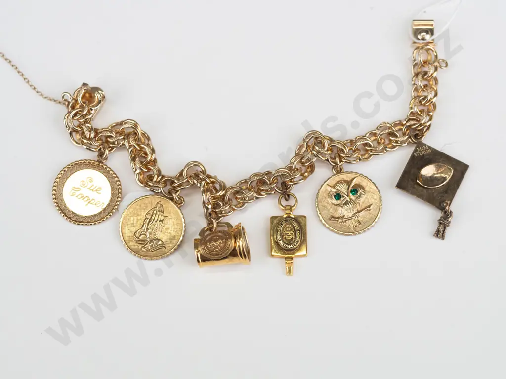 gold charm bracelet  stamped 1/20 12k GF Image 1++
