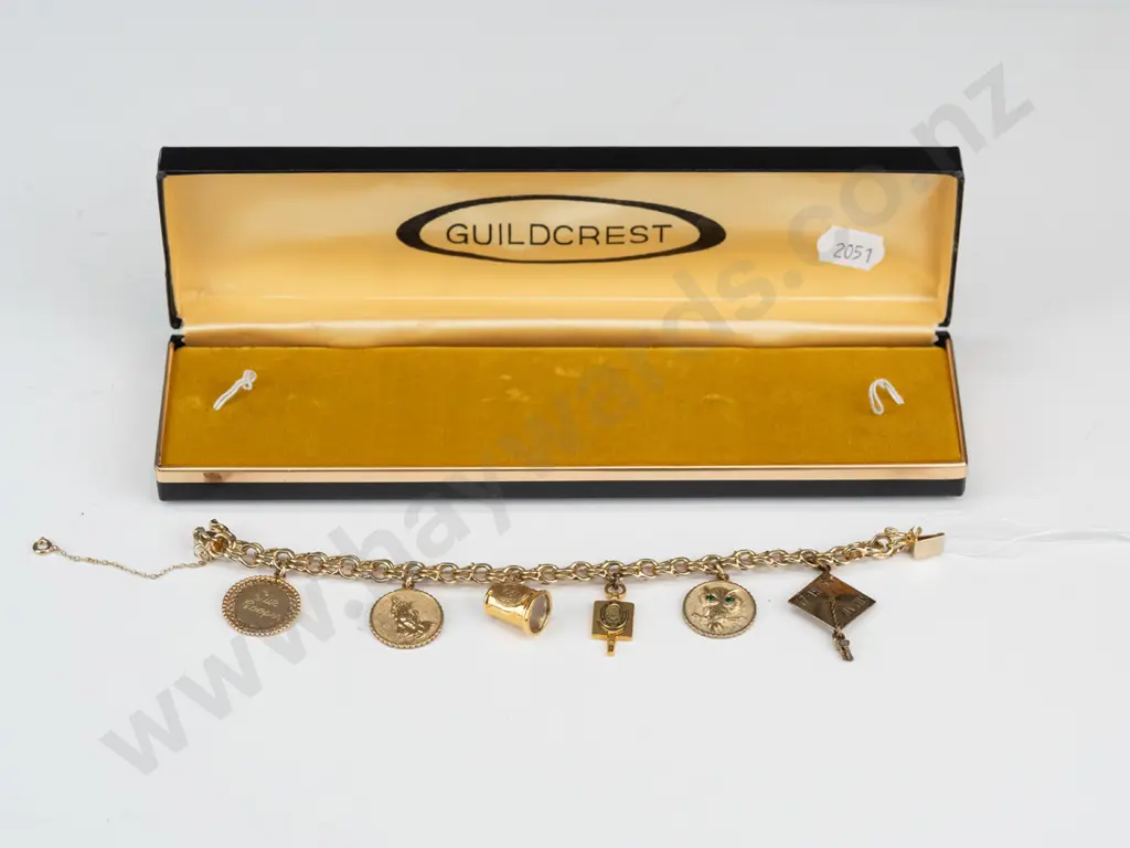 gold charm bracelet  stamped 1/20 12k GF Image 1++