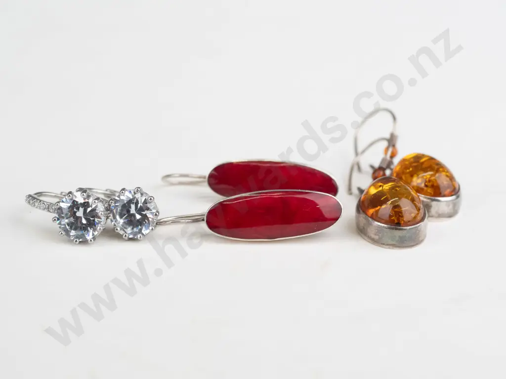 3 pairs of asstd silver earrings all stamped Image 1++