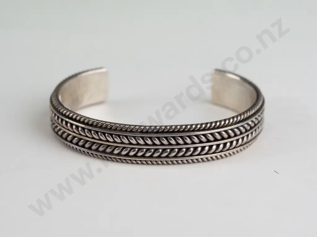 silver 'Tom Hawk' cuff bangle stamped sterling Image 1++