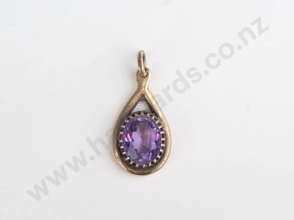 amethyst necklace stamped 9ct no chain Image 1++