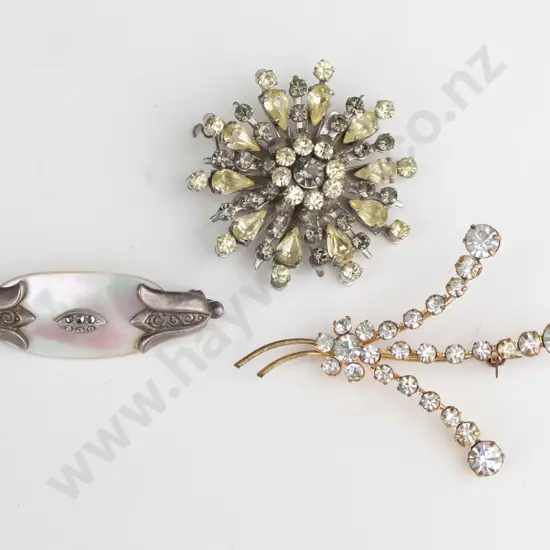 3 costume brooches