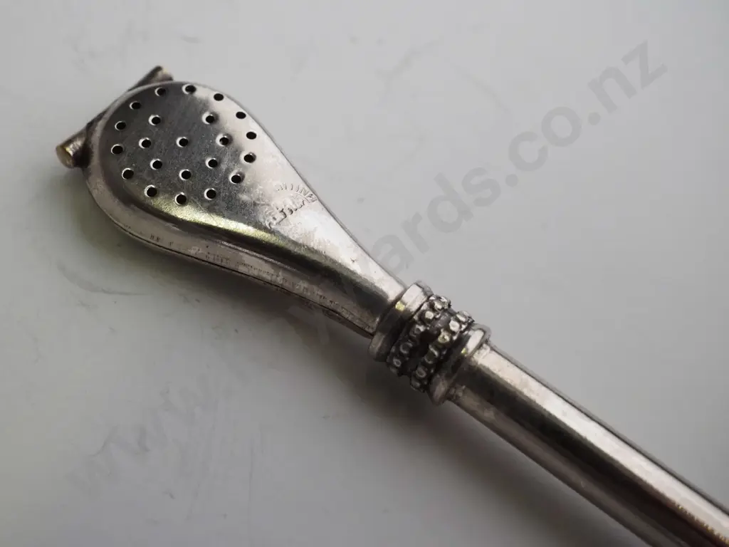 Yerba mate tea drinking strainer / straw stamped 'Alpaca' bano 18k Image 1++
