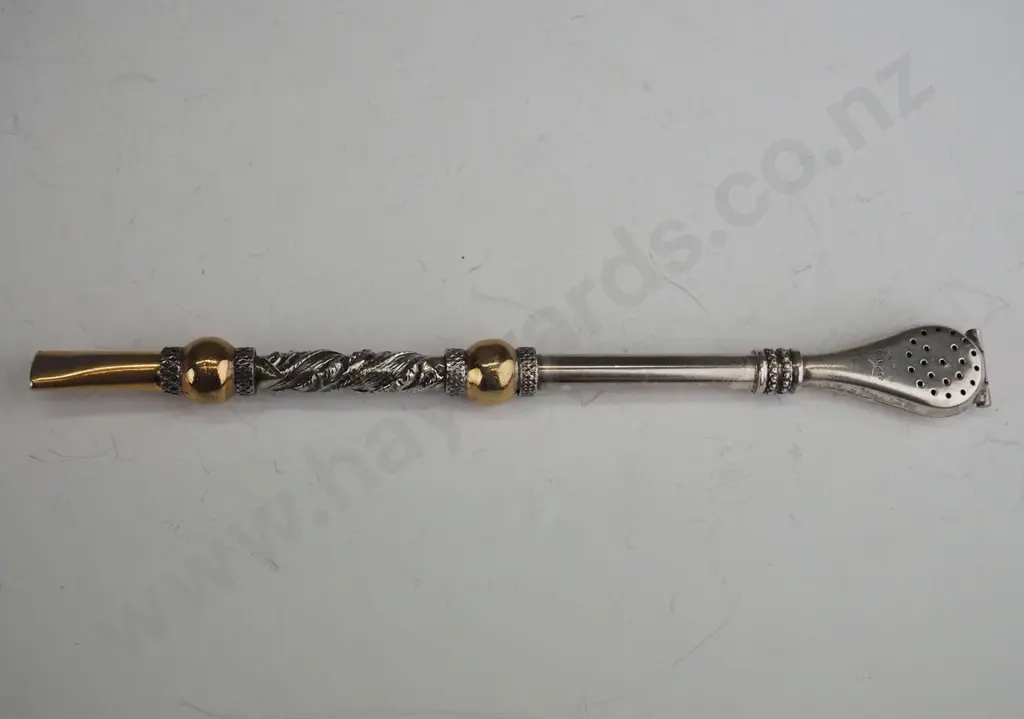 Yerba mate tea drinking strainer / straw stamped 'Alpaca' bano 18k Image 1++