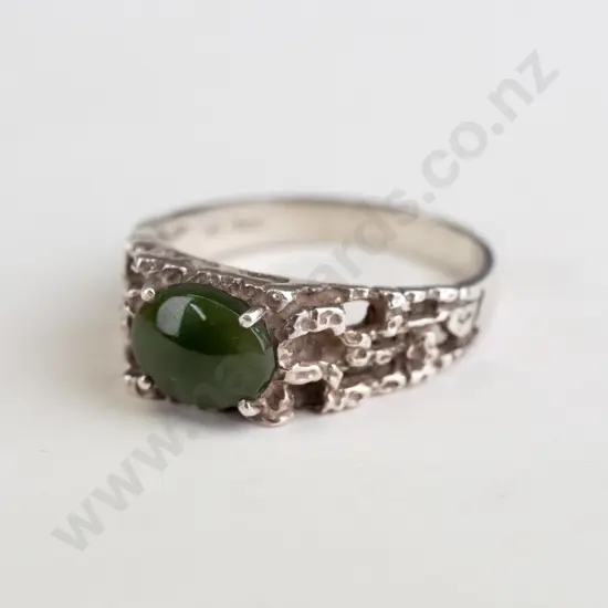 silver greenstone ring stamped stg sil