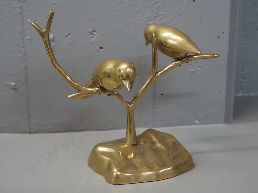 cast brass figure of 2 birds on branches H-200 W-250 Image 1++