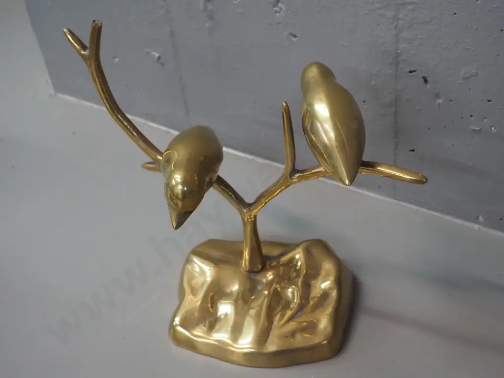 cast brass figure of 2 birds on branches H-200 W-250 Image 1++