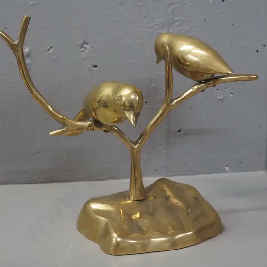 cast brass figure of 2 birds on branches H-200 W-250