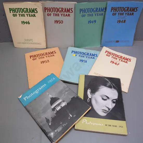 9 vintage issues of "Photograms of the Year" pub. Iliffe & Sons, London - years 1946 thru 1954 inclusive - general age