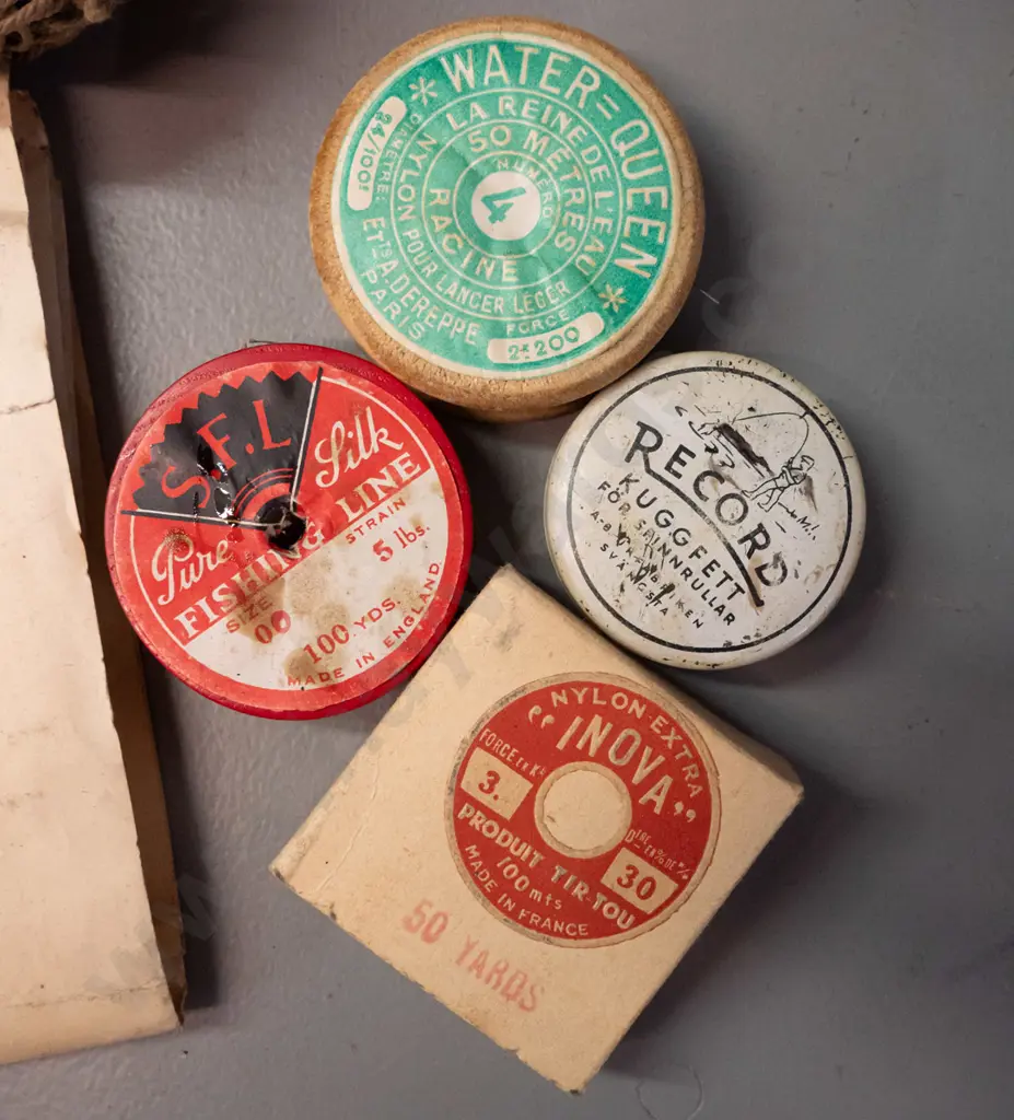 assorted fishing line and cord including McCarthy's gut cast packets, Barbour & Sons Irish seine laid twine, timber line Image 1++