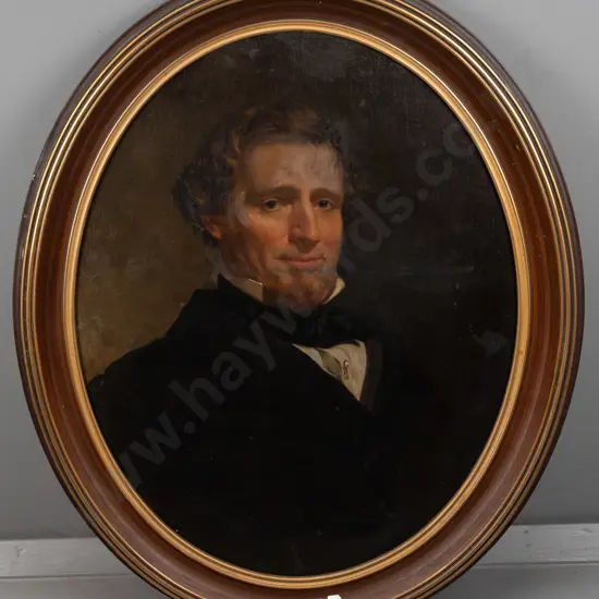oval framed oil - male portrait H-690 W-540