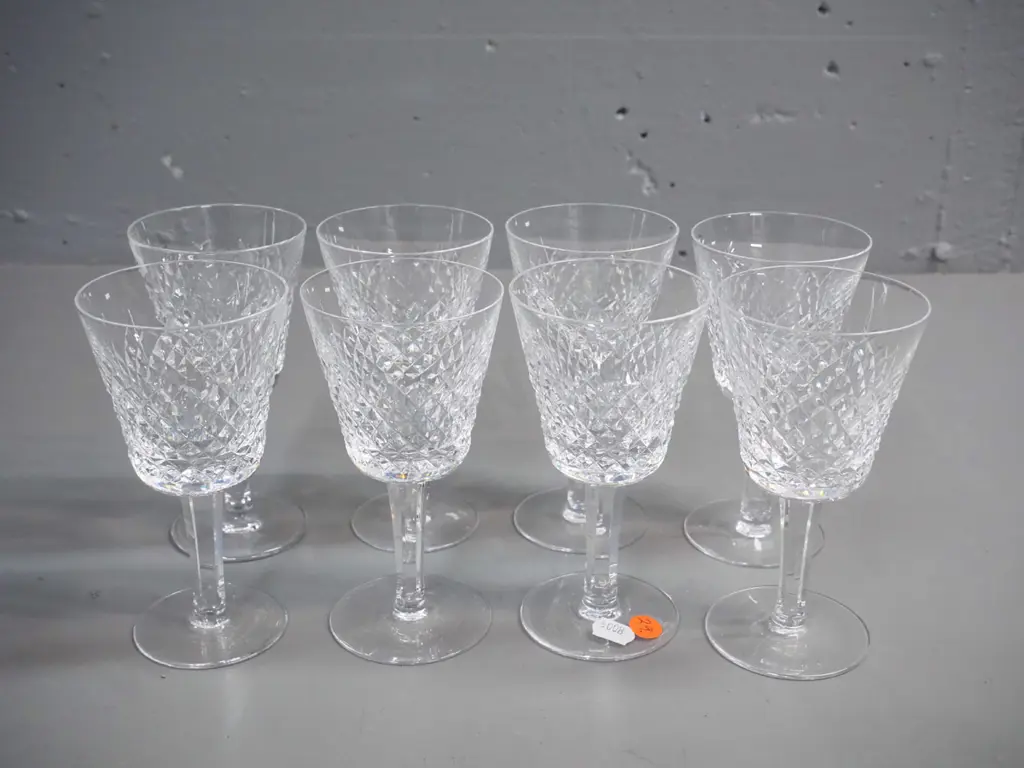 set of 8 Waterford cut crystal wine glasses H-145 Image 1++