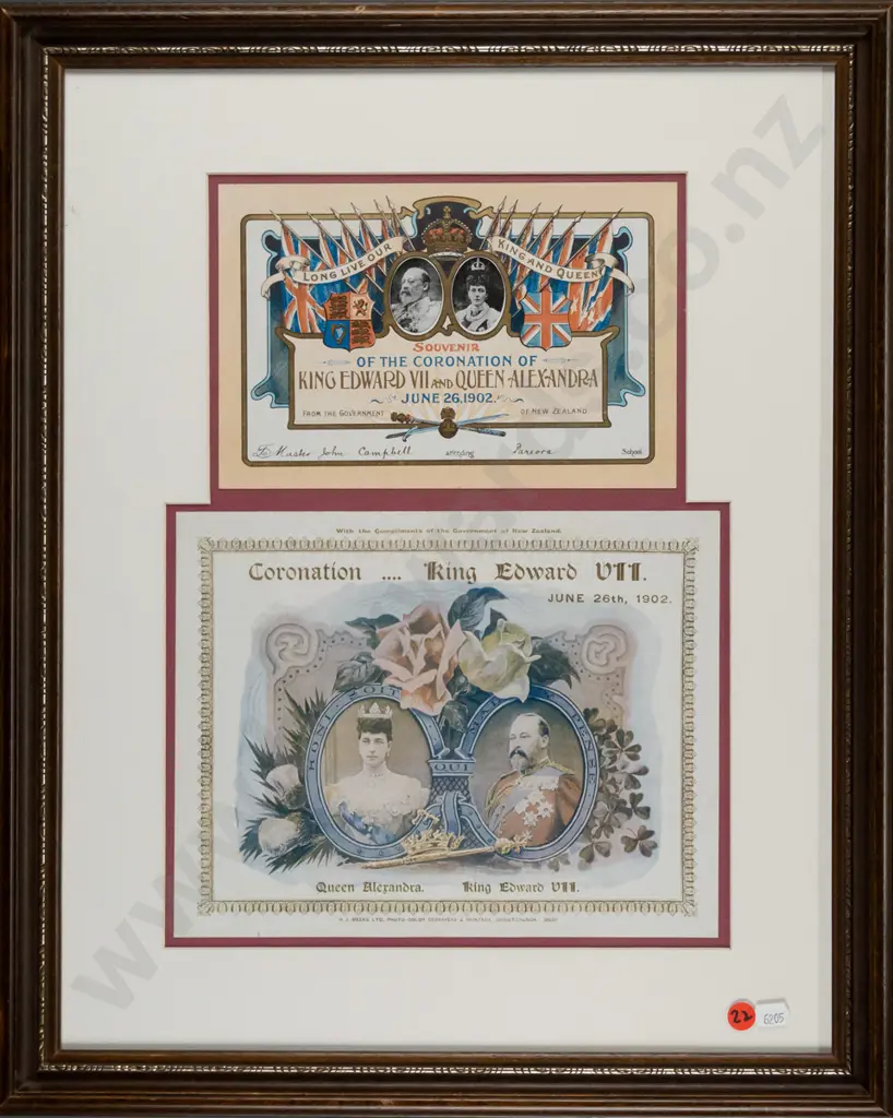 framed King Edward VII Coronation memorabilia H-380 W-290 Image 1++