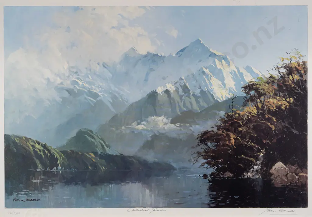framed signed Peter Beadle ltd edition print 146/200 "Cathedral Peaks" H-500 W-750 Image 1++