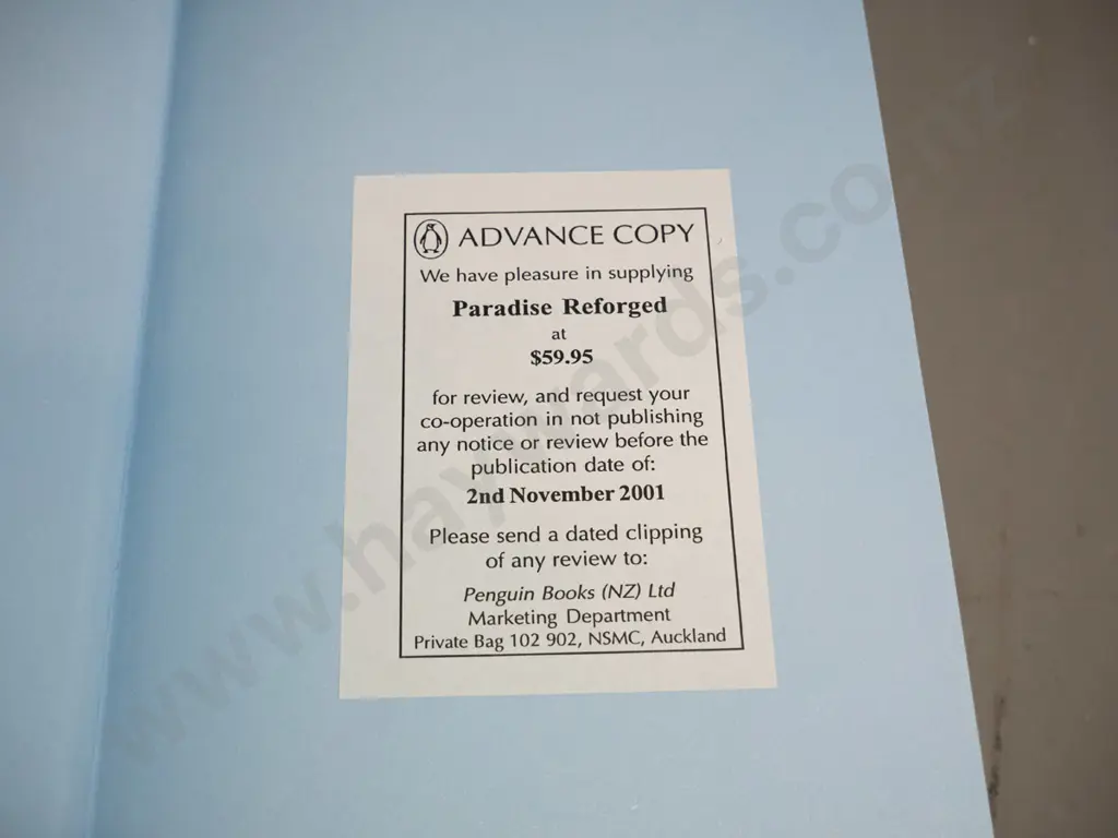 2 New Zealand history books by James Belich - Making Peoples, 1996 and publisher's advance copy of Paradise Reforged, Image 1++