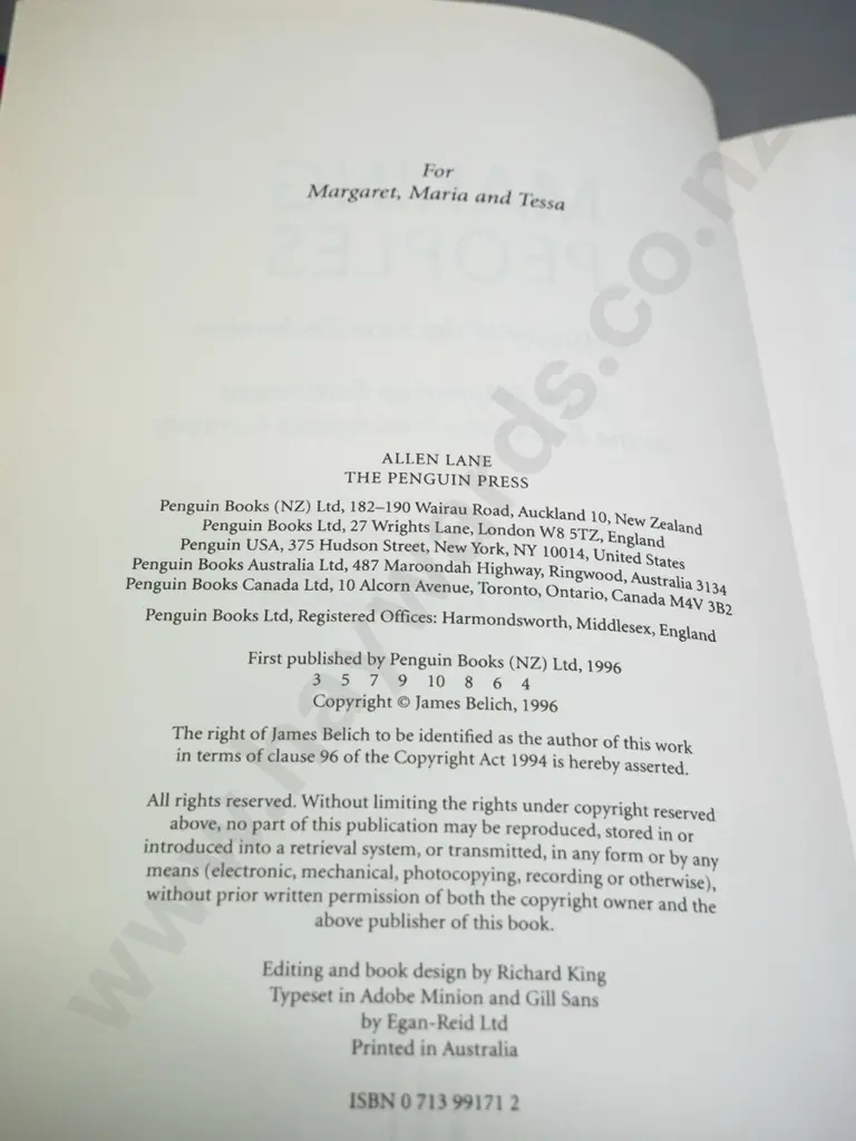 2 New Zealand history books by James Belich - Making Peoples, 1996 and publisher's advance copy of Paradise Reforged, Image 1++