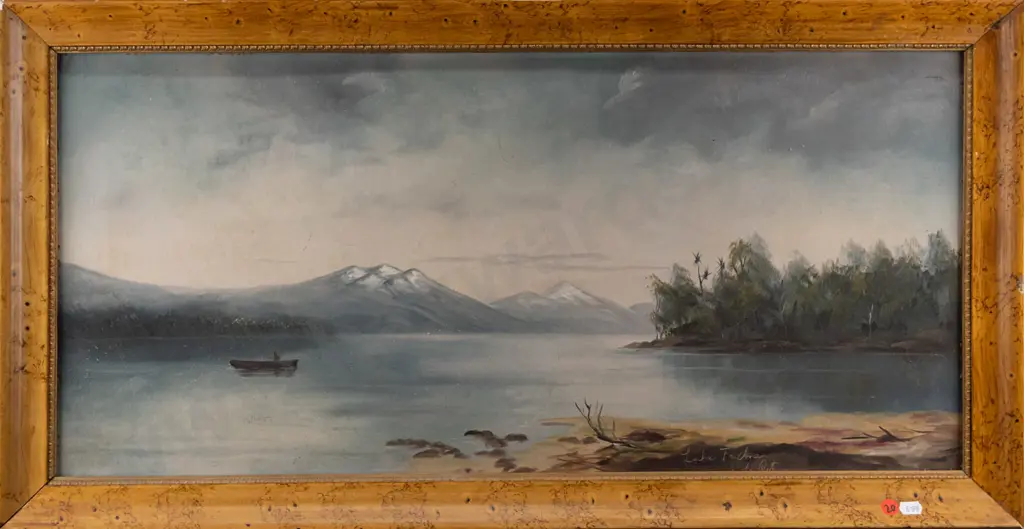 illegible signature - framed oil "Lake Te Anau" H-340 W-720 (slight aging and damage to frame) Image 1++