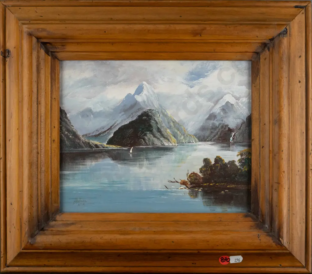 PJ O'Sullivan 1996 - framed oil - Mitre Peak H-190 W-240 Image 1++
