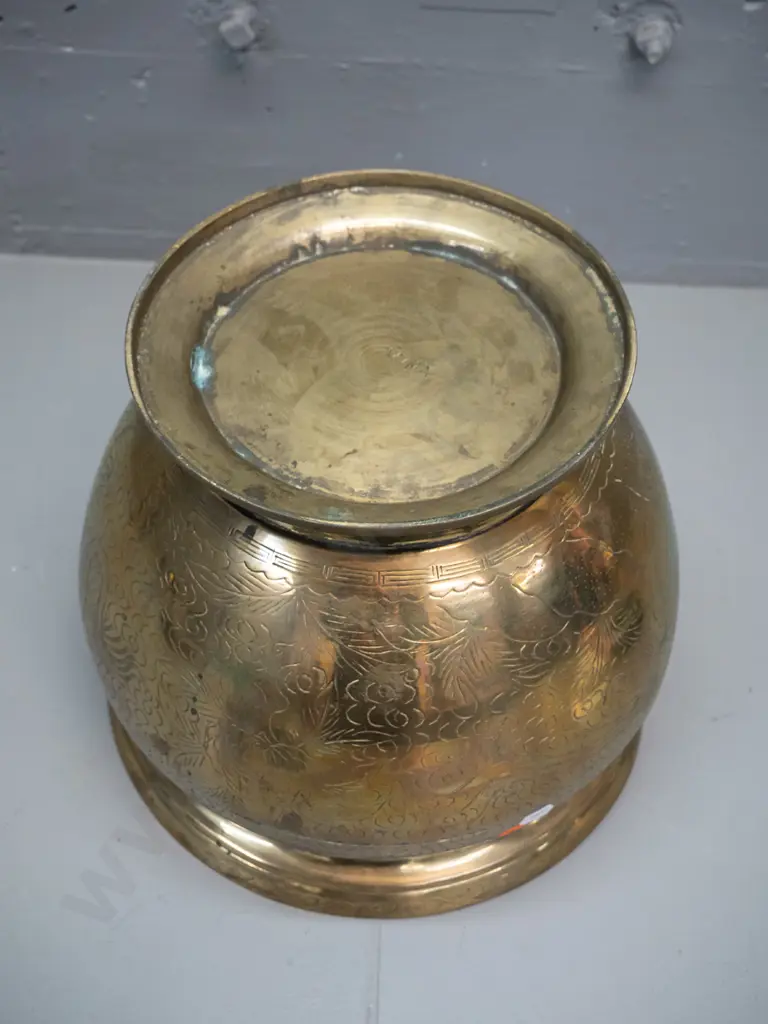 large Chinese brass jardiniere with dragon and bird motifs H-260 D-300 Image 1++