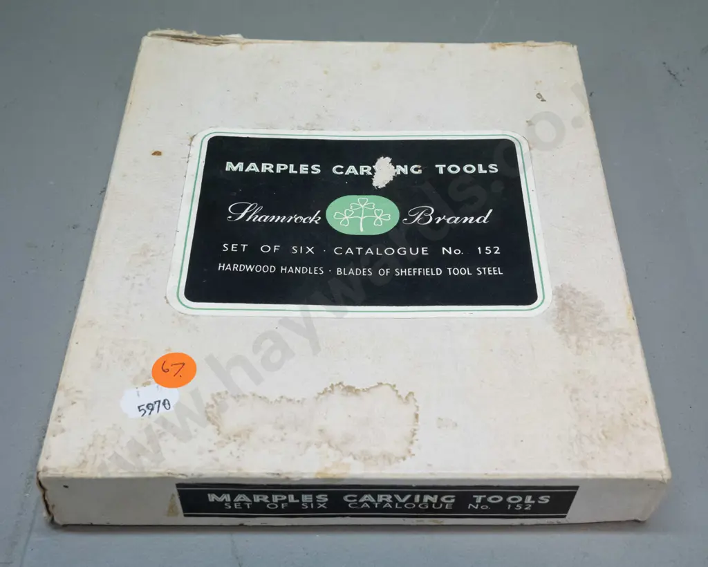 vintage boxed set of 6 Marples wood turning chisels with booklet - some corrosion or discolouration to blades. Box W180 Image 1++