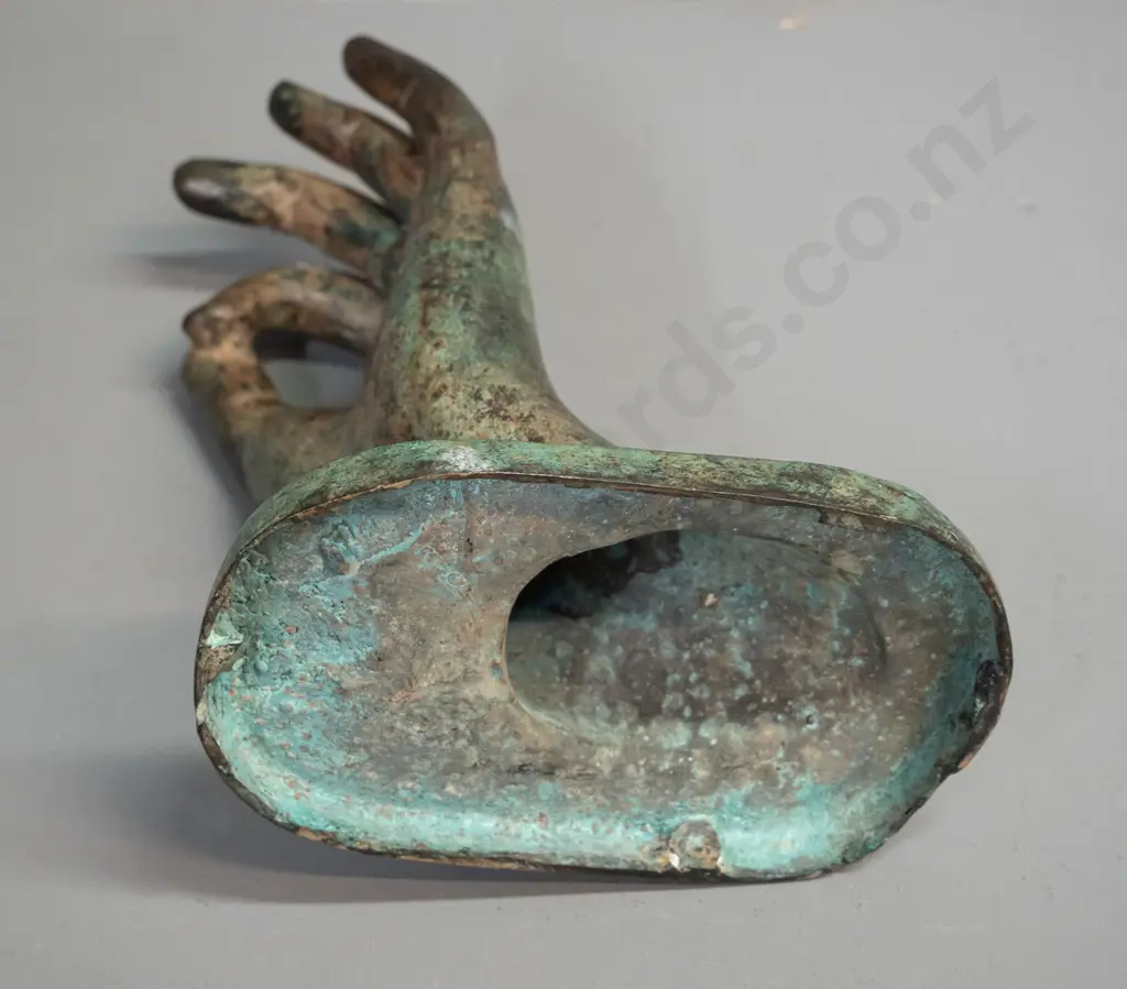 cast brass hand figure with aged verdigris finish H-210 W-170 Image 1++