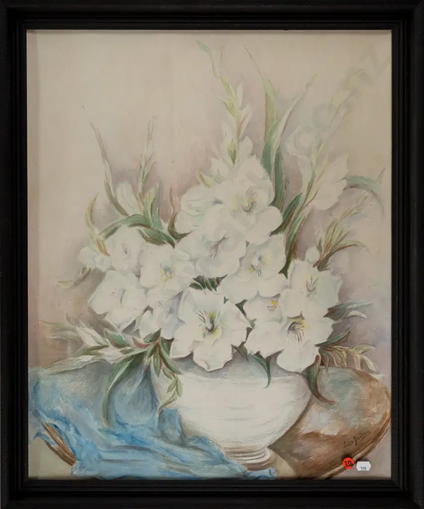 Ella Dawson - framed watercolour - flowers in vase H-540 W-440 Image 1++