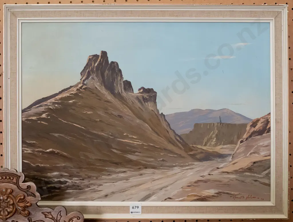 Kenneth Nelson 72 - framed oil "Rock & clay sculptures Bannock diggings" H-390 W-540 (age ,marks) Image 1++