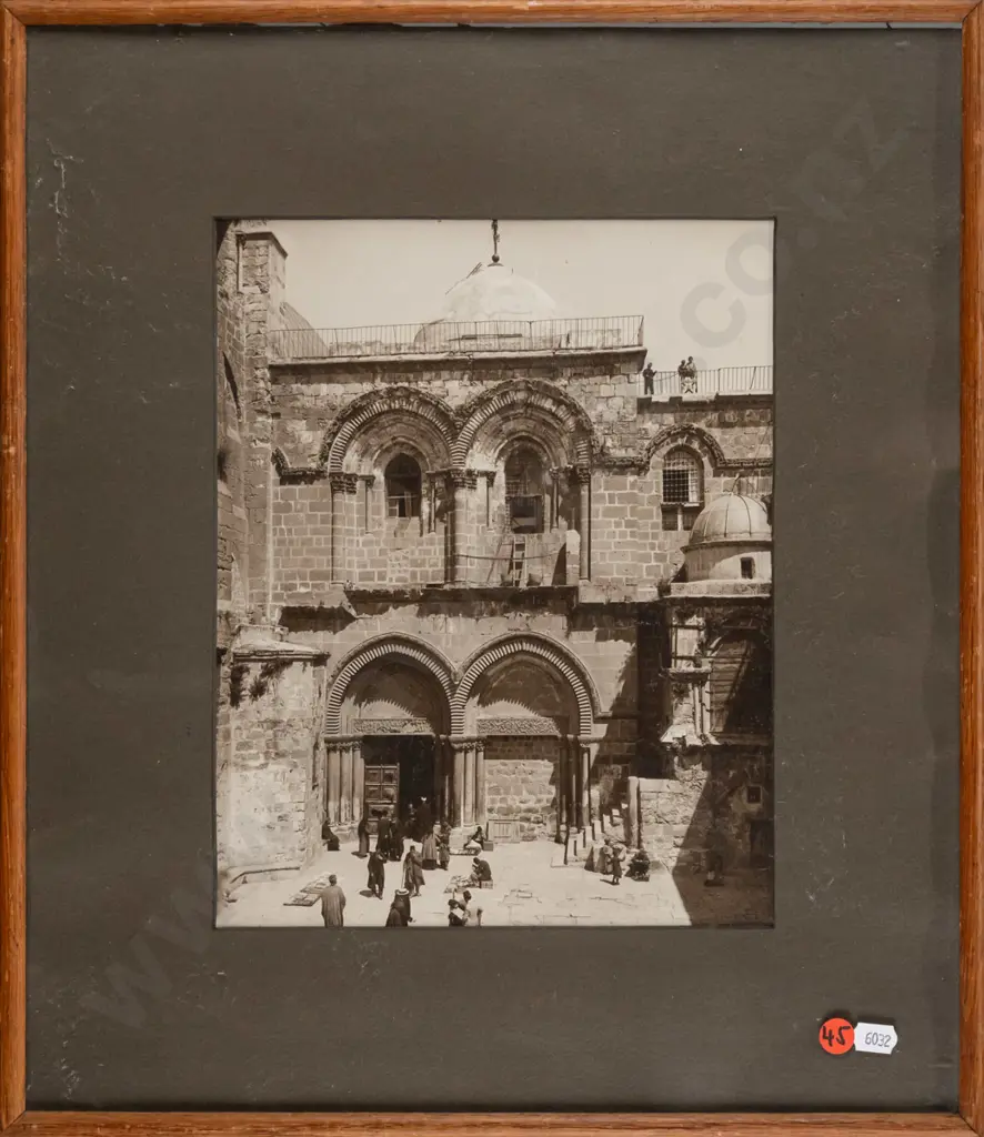 framed vintage photograph - Middle Eastern scene? H-280 W-220 Image 1++