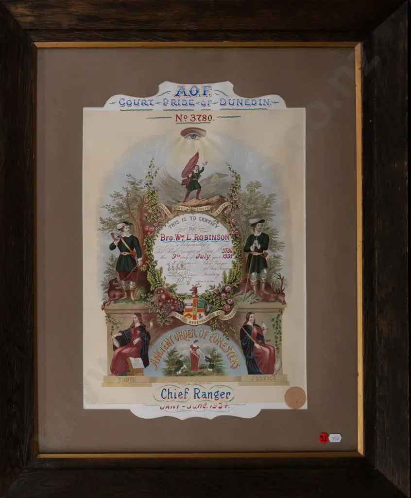 framed Ancient Order of Foresters 1934 H-450 W-310 Image 1++