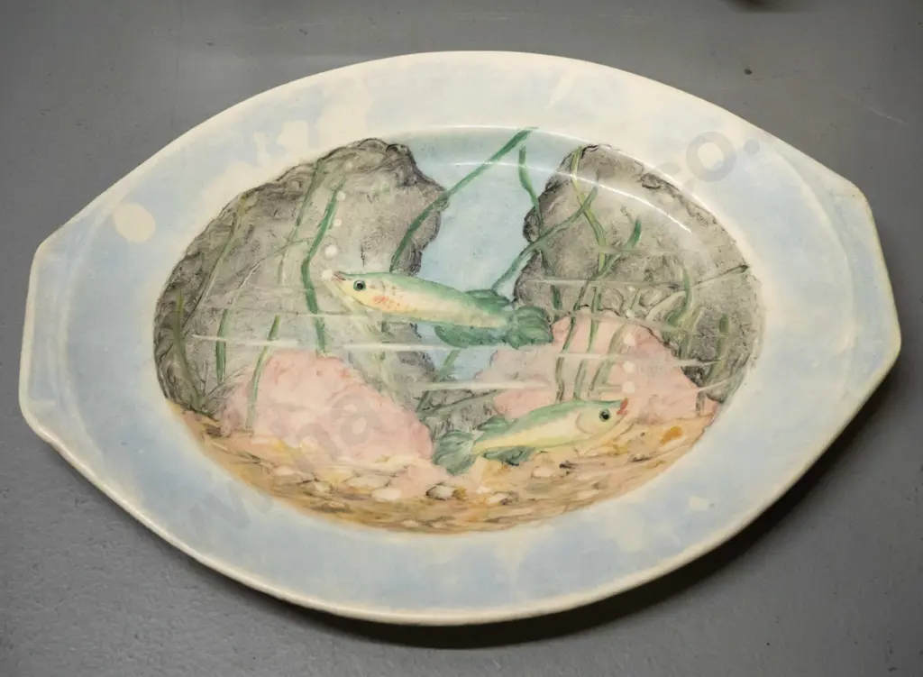 4 English plates - signed Meakin fish plate, Shelley floral cake plate 240x220, Biarritz & Royal Winton "Marion" and Image 1++
