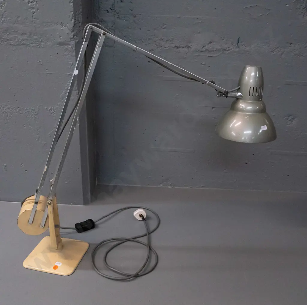 Hadrill & Horstmann England vintage industrial anglepoise work lamp with cylinder shaped counterweight - some wear and Image 1++