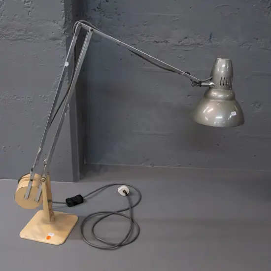 Hadrill & Horstmann England vintage industrial anglepoise work lamp with cylinder shaped counterweight - some wear and