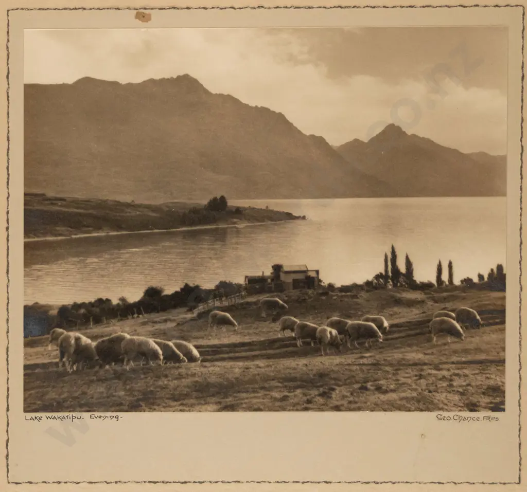 George Chance - framed vintage photograph "Lake Wakatipu - Evening" H-200 W-240 Image 1++