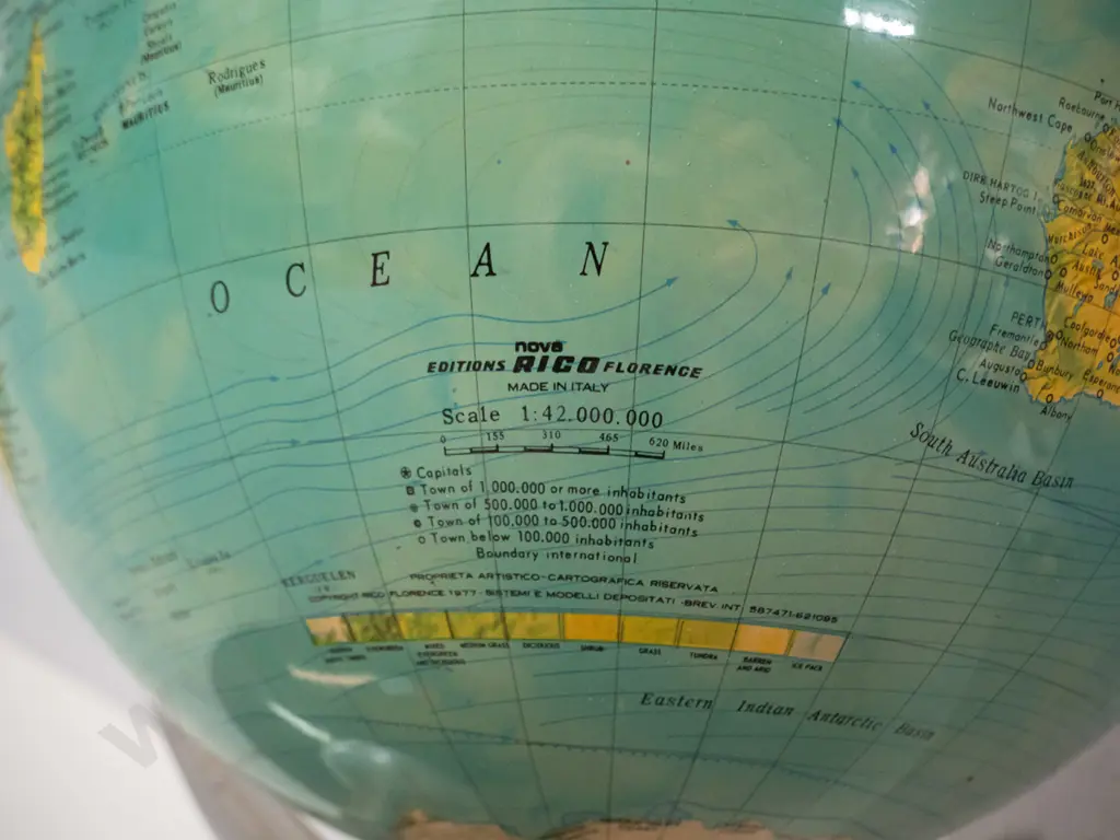 retro plastic illuminated world globe - Nova Rico Florence / Made in Italy. Does not light up, some discolouration to Image 1++