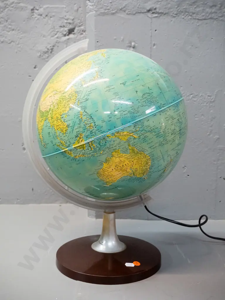 retro plastic illuminated world globe - Nova Rico Florence / Made in Italy. Does not light up, some discolouration to Image 1++