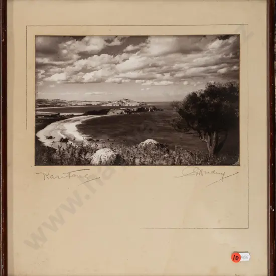 signed framed photograph - Karitane (framing needs attention) H-180 W-280