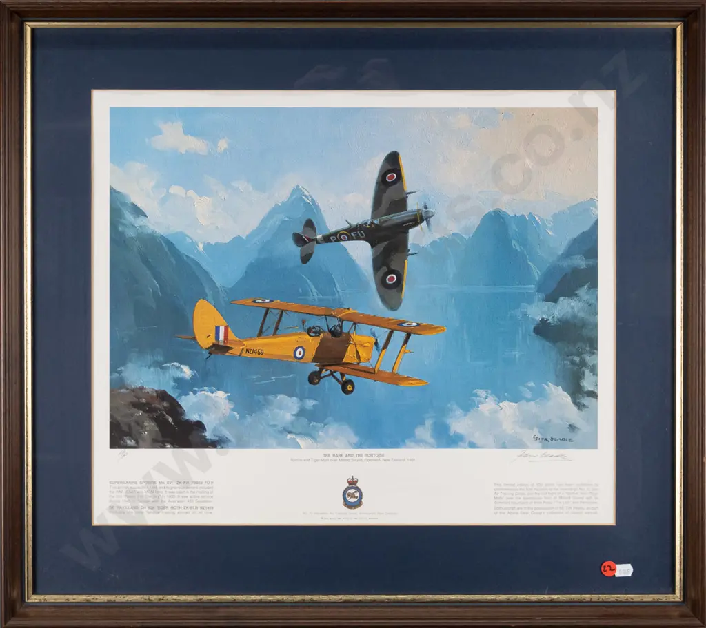 framed signed Peter Beadle print A/P "The Hare and the Tortoise" H-380 W-440 (slight warping) Image 1++