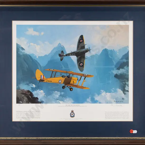 framed signed Peter Beadle print A/P "The Hare and the Tortoise" H-380 W-440 (slight warping)