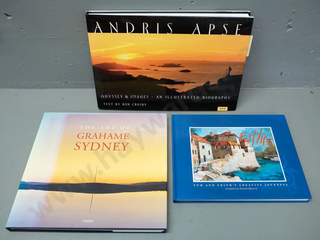 3 books - signed copy of Andris Apse Odyssey and Images 2006, The Art of Grahame Sydney 2001, Tom Esplin 2006. Fading to Image 1++