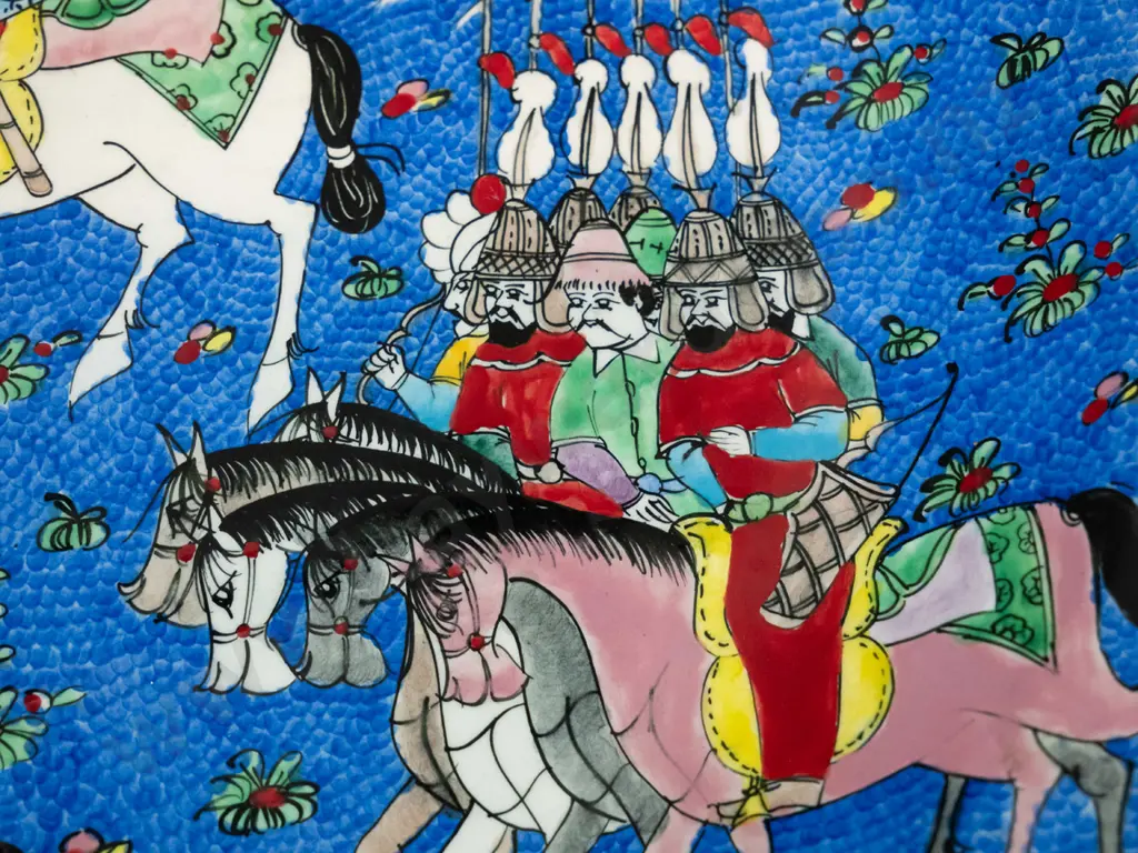 large multi-colour Persian style wall charger marked "Imaj Gini - Hand Made" Diameter 400. Image 1++