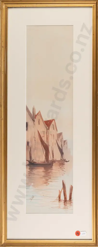 HR Cole - framed watercolour - sailing boats H-500 W-1200 Image 1++