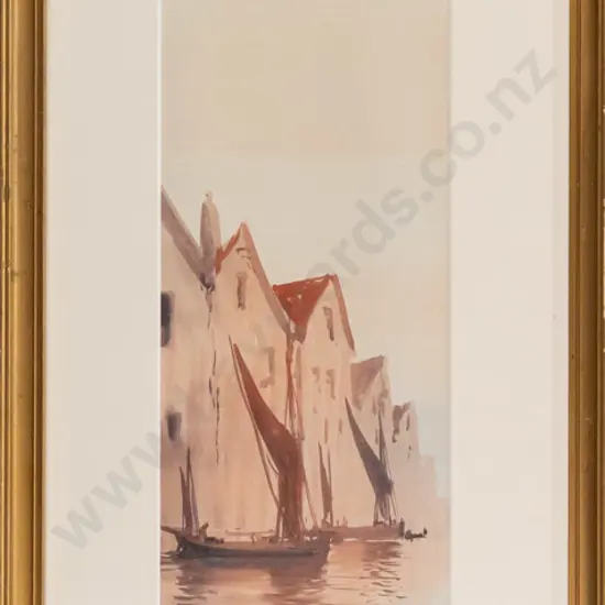 HR Cole - framed watercolour - sailing boats H-500 W-1200
