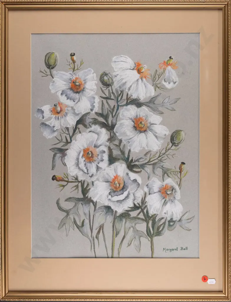 Margaret Bell - framed pastel "Romeny  - tree poppy" H-510 W-380 Image 1++