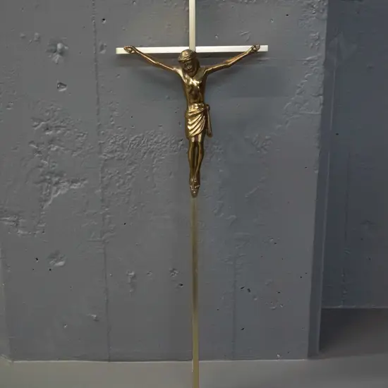 brass crucifix with 2 mounting nail or screw holes H-610 W-200