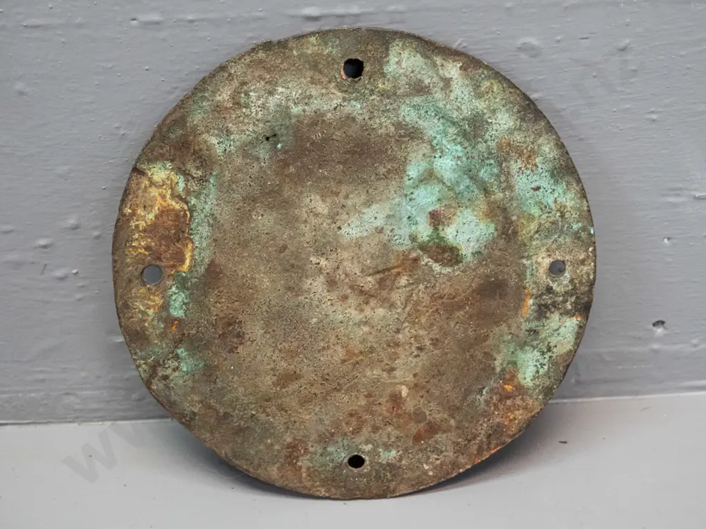 vintage cast brass NZR Workshops circular locomotive plaque D-165 Image 1++